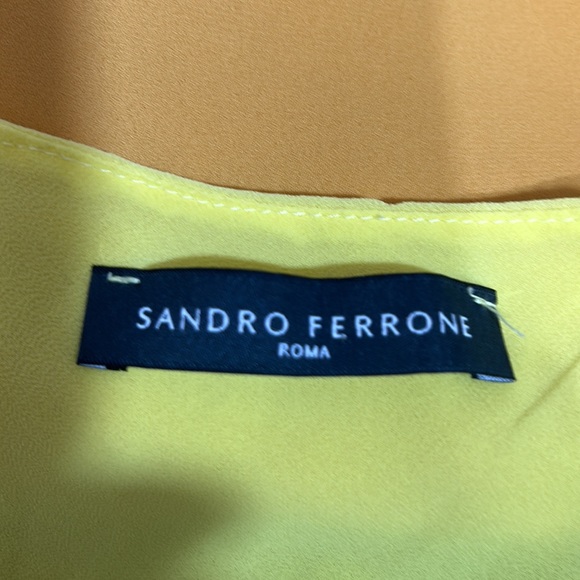 SANDRO FERRONE ROMA RUFFLED YELLOW SLEEVELESS TOP IN SMALL SIZE - Picture 5 of 5